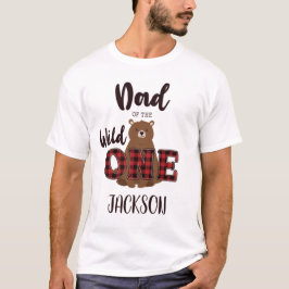 T-shirt Papa of the Wild ONE Plaid Bear Anniversaire Party
