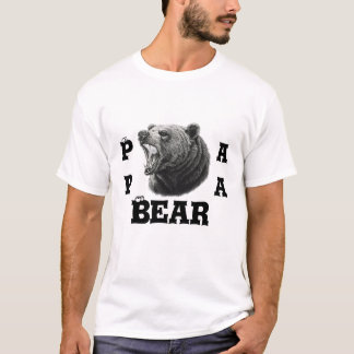 T-shirt Papa Ours – Grizzly Rugissant Papa Gras