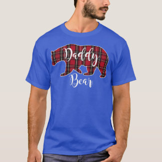 T-shirt Papa Ours Noir Rouge Tartan Plaid Fun Papa Père G