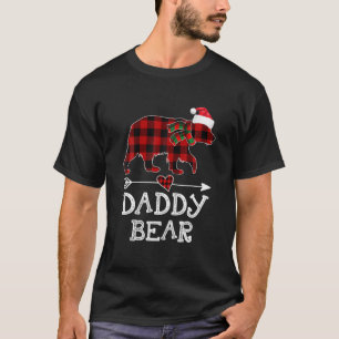 T-shirt Papa Ours Pajama de Noël Buffle Rouge Plaid Fami