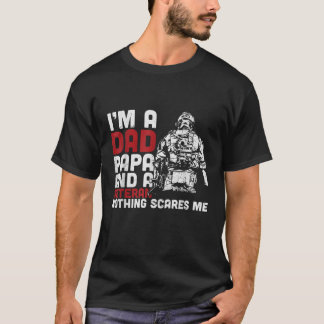 T-shirt Papa Papa Papa Et Un Vétéran Rien Ne Me Fait Peur