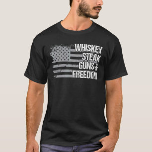 T-shirt Papa Papi Vétérinaire Us Drapeau Whiskey Steak Gun