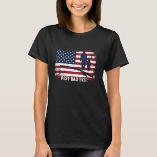 T-shirt Papa Pêcheur Drapeau USA Meilleur Papa