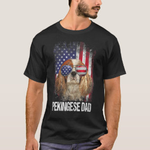 T-shirt Papa Pekingese Avec Fier Chien Drapeau Américain