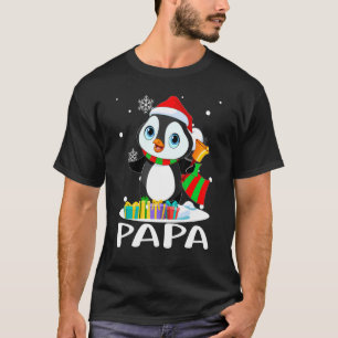 T-shirt Papa Penguins Santa Hat  Christmas Matching Family