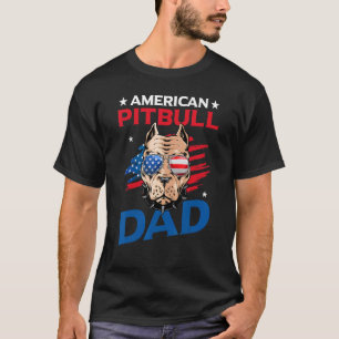 T-shirt Papa Pitbull Américain Drapeau États-Unis Patrioti
