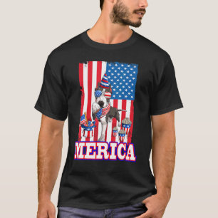 T-shirt Papa Pitbull Maman 4 Juillet Drapeau Américain Mer
