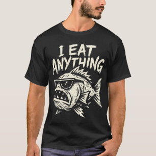 T-shirt Papa Poisson Têtu Drôle Je Mange N'importe Quoi Pê