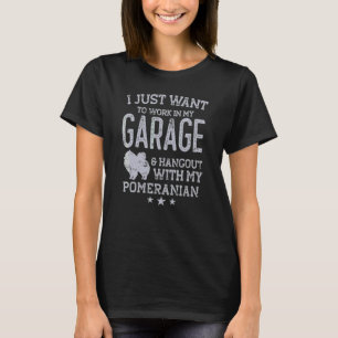 T-shirt Papa Poméranien Garage De Voiture Lieu De Rendez-V