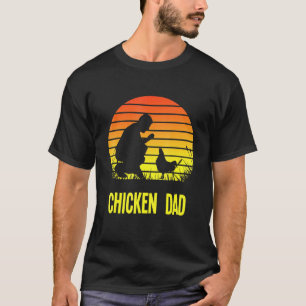 T-shirt Papa Poule Rétro Coucher de Soleil Éleveur de Poul
