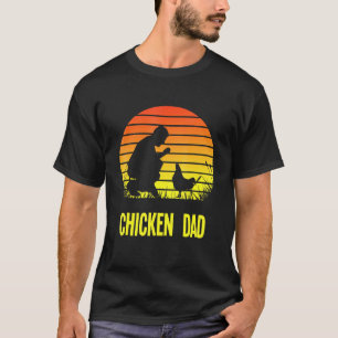 T-shirt Papa Poule Rétro Coucher de Soleil Éleveur de Poul