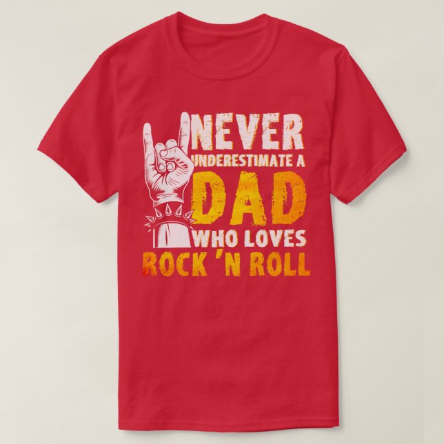 T-shirt Papa Qui Aime Rock N Roll Rock N Roll Guitare (Design devant)