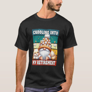 T-shirt Papa retraité Gnome Chat Grand-père se blottit dan