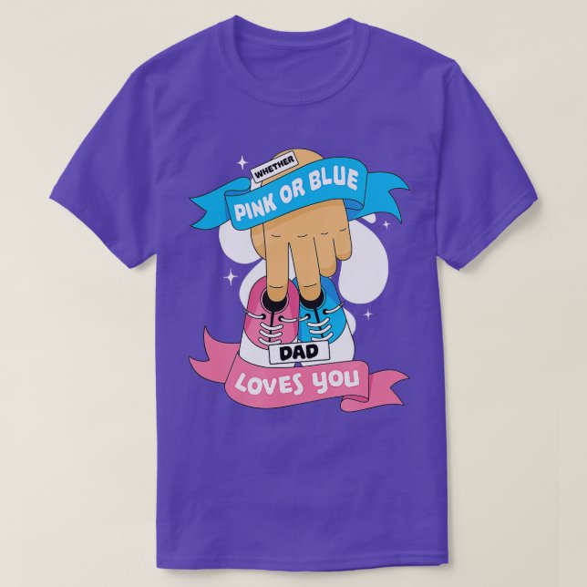 T-shirt Papa Rose Ou Bleu T'Aime, Révélation De Sexe (Design devant)