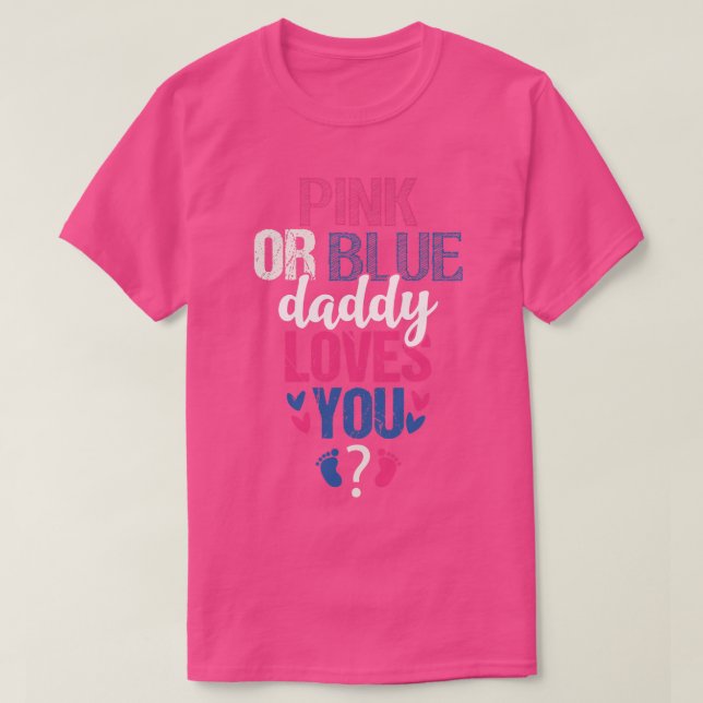 T-shirt Papa rose ou bleu vous aime (Design devant)