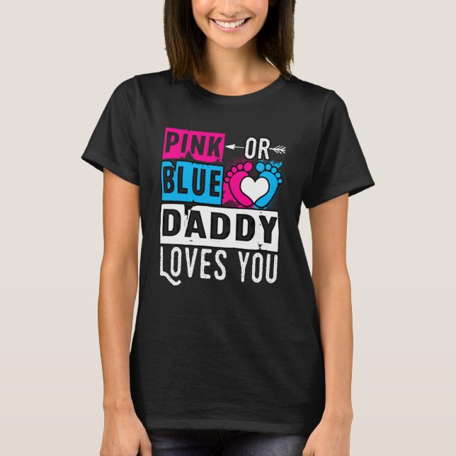 T-shirt Papa Rose Ou Bleu Vous Aime Annonce De Grossesse (Devant)
