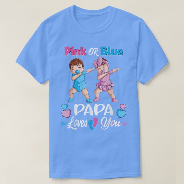 T-shirt Papa Rose Ou Bleu Vous Aime Bébé Genre Reveal Par (Design devant)