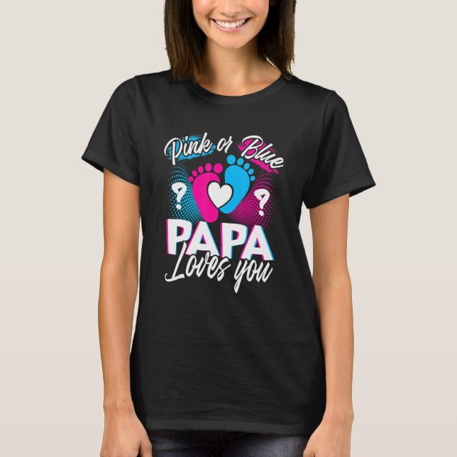 T-shirt Papa Rose Ou Bleu Vous Aime Genre Révéler Bébé Gif (Devant)