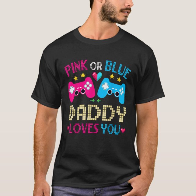 T-shirt Papa Rose Ou Bleu Vous Aime Genre Révéler Vidéo G (Devant)