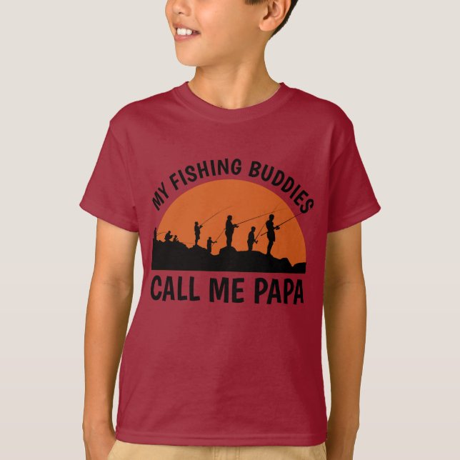 T-shirt papa & son Fishing Buddy, Fath personnalis (Devant)