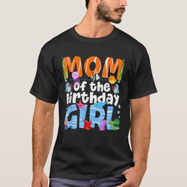 T-shirt Papa Sous Mer Thème Anniversaire Fête Fille Océan  (Devant)