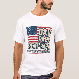 T-shirt Papa Super-Papa Chemise de Famille Patriotique Vin
