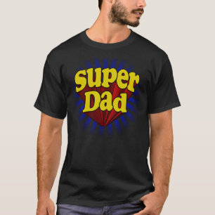 T-shirt Papa superbe, super héros rouge/jaune/bleu