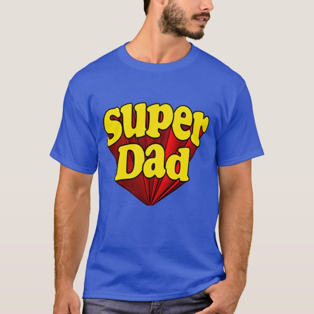 T-shirt Papa superbe, super héros rouge/jaune/fête des (Devant)