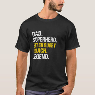 T-shirt Papa Superhero Beach Rugby Entraîneur Humour amusa