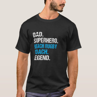 T-shirt Papa Superhero Beach Rugby Entraîneur Humour amusa