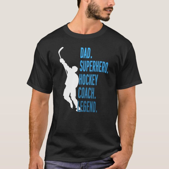 T-shirt Papa Superhero Hockey Entraîneur Légende Fête des  (Devant)