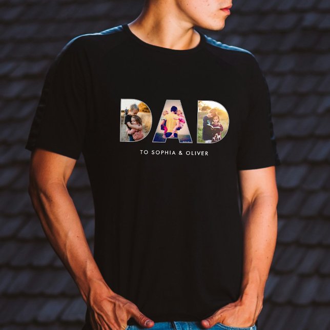T-shirt Papa To Kids Noms Et Photos Moderne Mignonne (Créateur téléchargé)