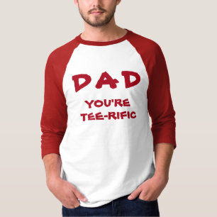 T-shirt Papa Tu es Tee-Rific Golf Pun Rouge et Blanc