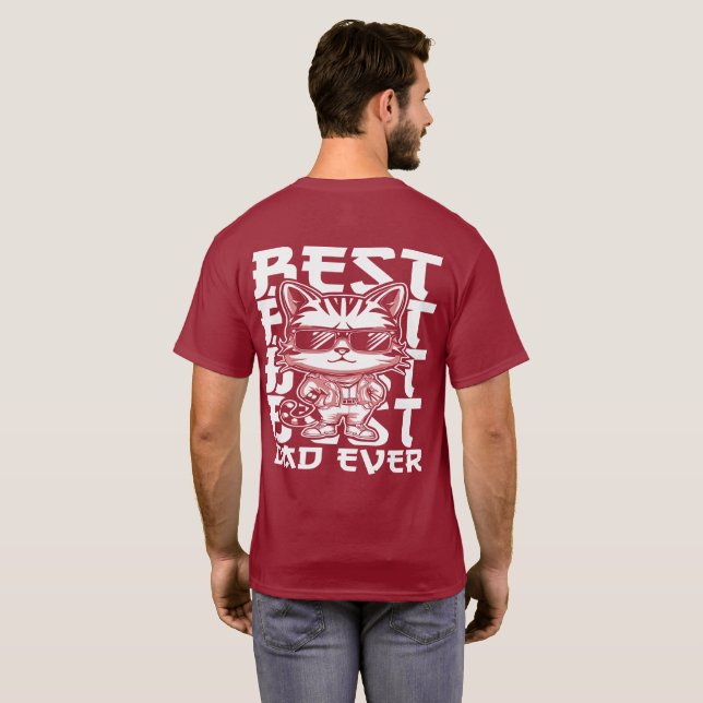 T-shirt Papa Typographie Chat Texte Blanc (Dos entier)