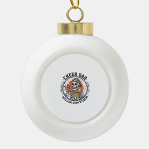 T-Shirt Papa überlebt Wettbewerbswochenende Skelet Keramik Kugel-Ornament