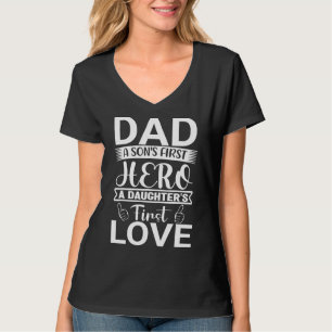 T-shirt Papa Un Fils Premier Héros Une Fille Premier Amour