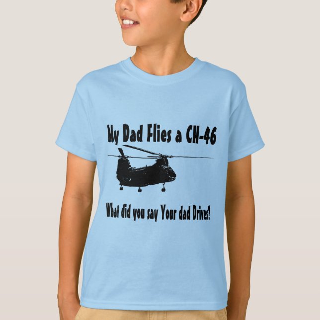 T-shirt Papa vole un hélicoptère CH 46 (Devant)