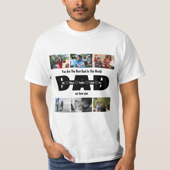 T-shirt Papa, We Love You - Fête des pères 6 Photo Collage (Devant)