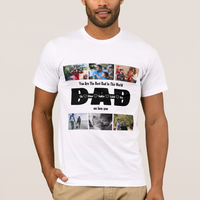 T-shirt Papa, We Love You - Fête des pères 6 Photo Collage (Devant)