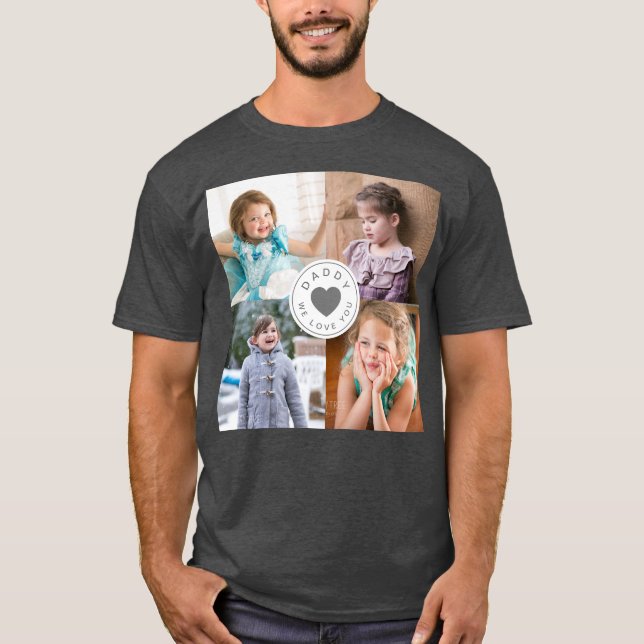 T-shirt Papa We Love You Kids 4 Photo Collage (Devant)