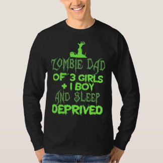 T-shirt Papa zombie 3 Fille 1 Garçon Privé de sommeil Hall