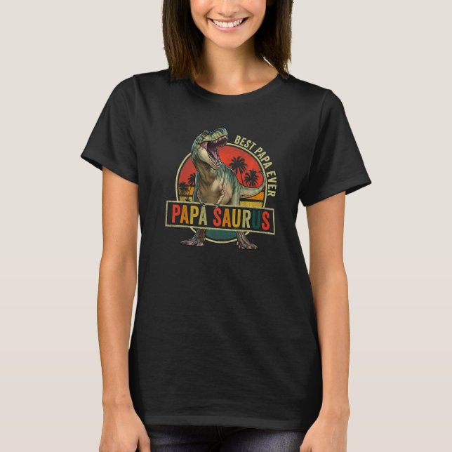 T-shirt Papasaurus Dinosaur Famille Correspondant Meilleur (Devant)