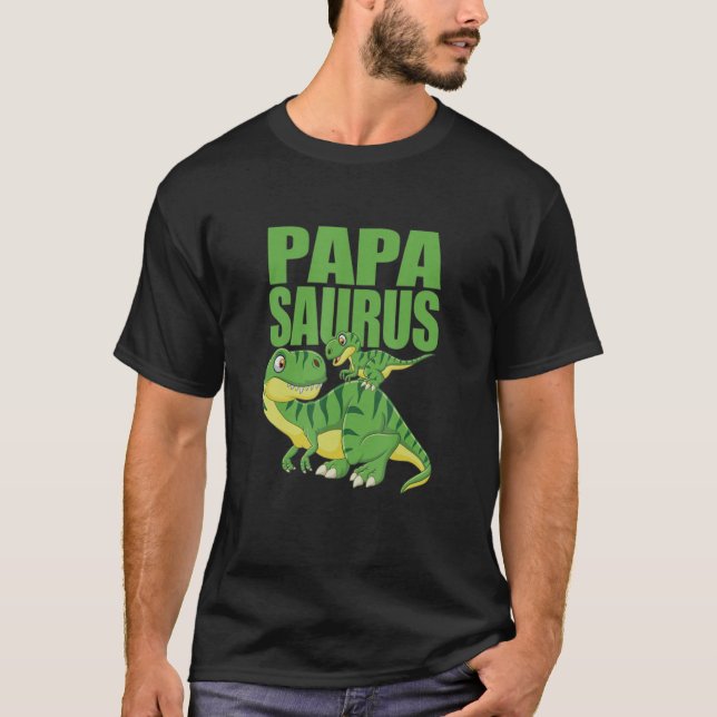 T-shirt Papasaurus Rex Dinosaur Papa Saurus Famille Matchi (Devant)