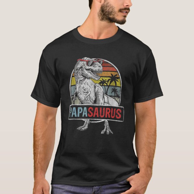 T-shirt Papasaurus  Rex Dinosaur Papa saurus Family (Devant)
