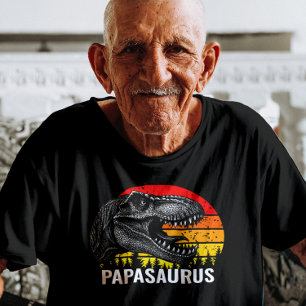 T-shirt Papasaurus T-Rex Coucher de Soleil Rétro Humour de