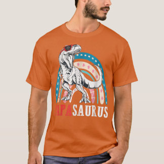 T-shirt Papasaurus T Rex Dinosaur Papa Saurus Arc-en-ciel