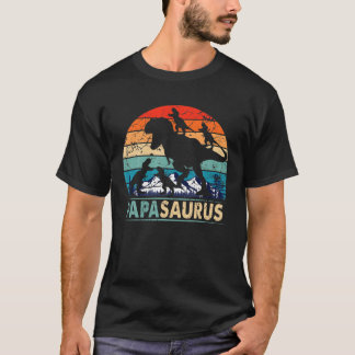 T-shirt Papasaurus T Rex Papa Dinosaur 4 Enfants Fête des 