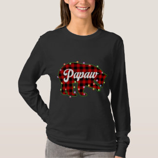 T-shirt Papaw Bear Buffalo Plaid Red Christmas Light Match