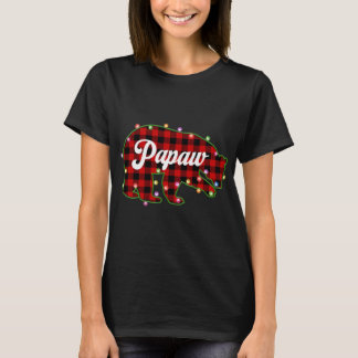 T-shirt Papaw Bear Buffalo Plaid Red Christmas Light Match