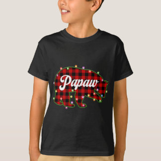 T-shirt Papaw Bear Buffalo Plaid Red Christmas Light Match